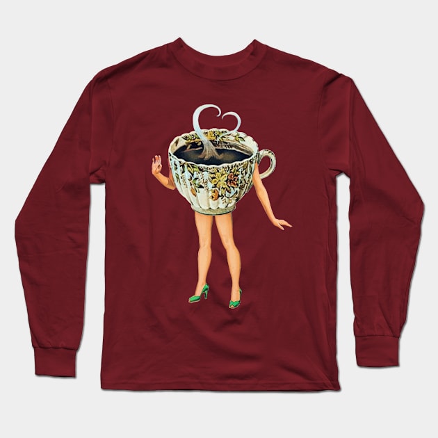 Coffee Queen Pin Up Long Sleeve T-Shirt by HeyListen